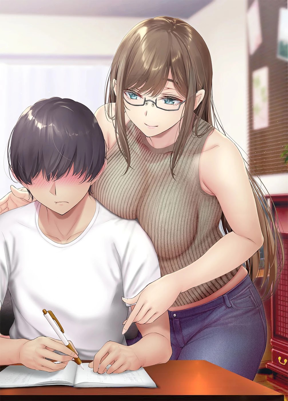 Kininaru Danshi ni ○○ suru On'nanoko. Chapter 30 page 2 - Chapter 30: An onee-san tutor who pushes her breasts against the student she's interested in and gently compliments him as a reward when he does well on a test.