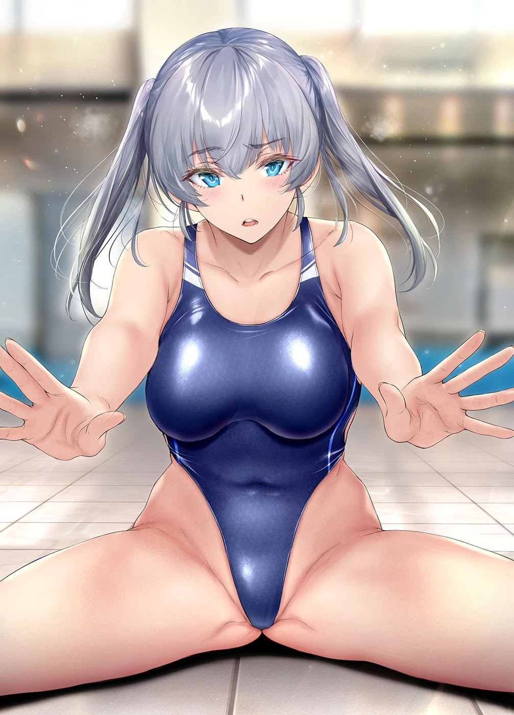 Kininaru Danshi ni ○○ suru On'nanoko. Chapter 42 page 2 - Chapter 42: A public morals committee member who comes to the swimming club every day to be taught by the boy she's interested in and tries to hold his hand under the pretext of wanting help with stretching.