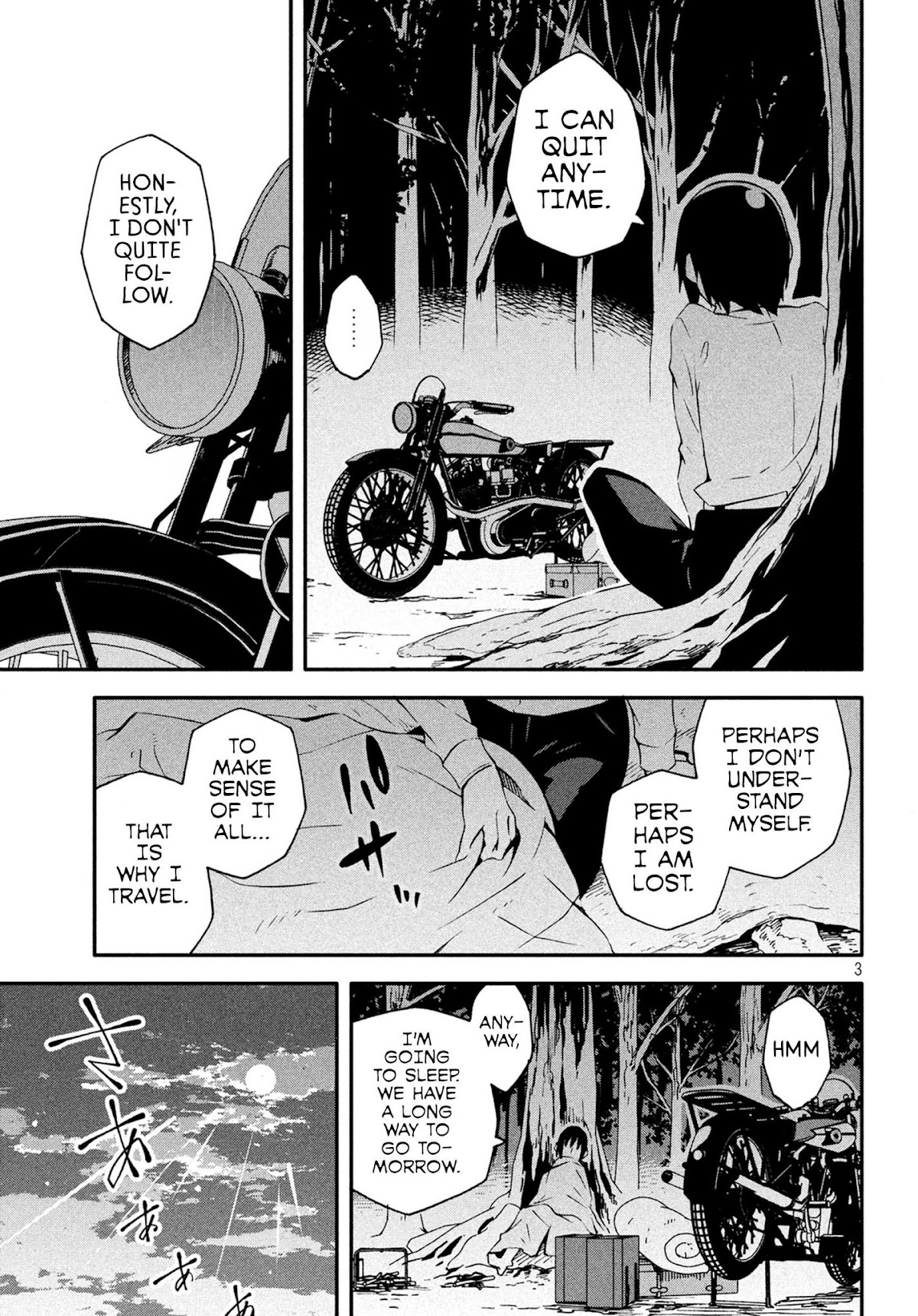 Kino's Journey (Shiomiya) Chapter 0 page 3 - Chapter 0: Prologue: In the Forest -Lost in the Forest-