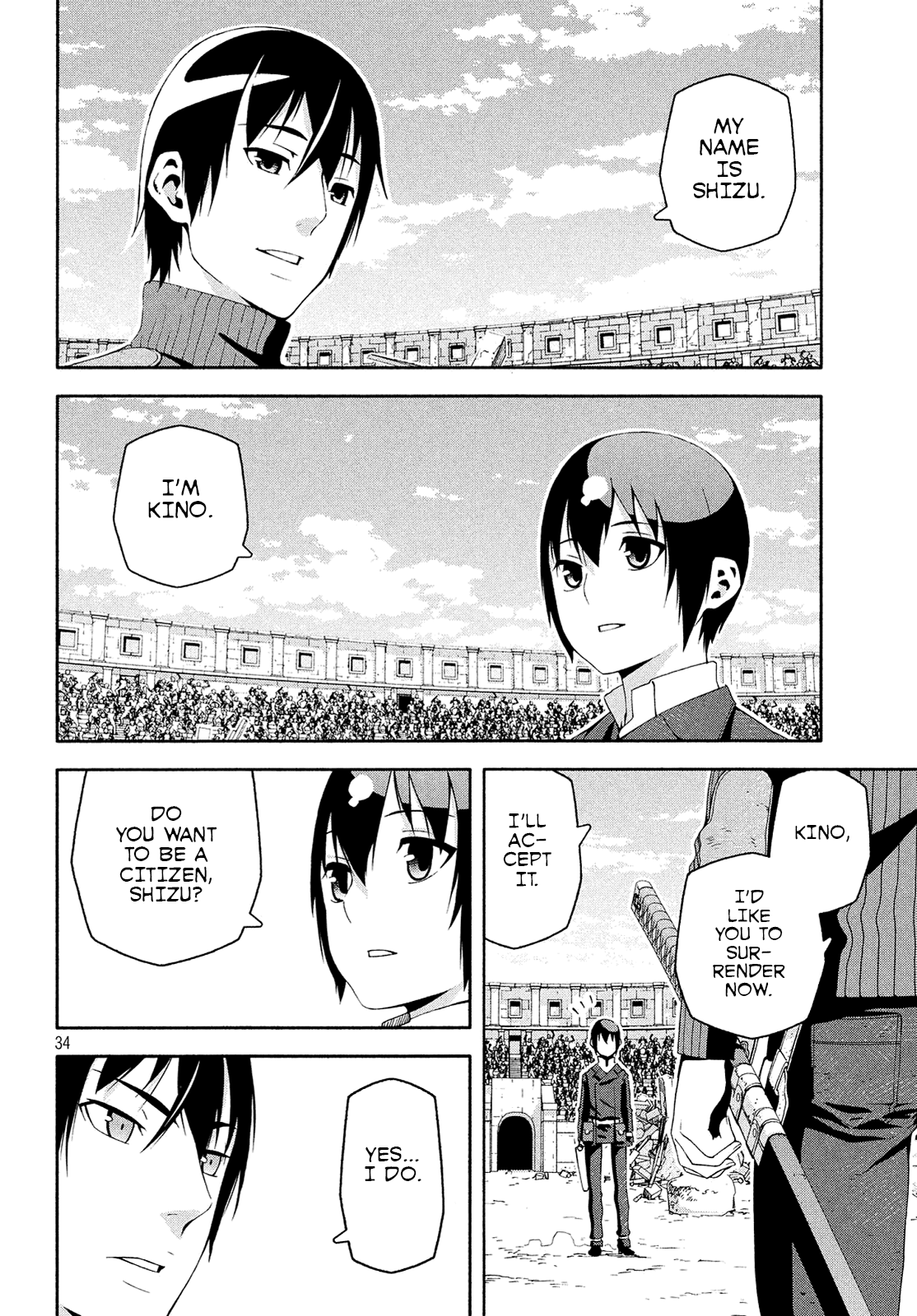 Kino's Journey (Shiomiya) Chapter 11 page 34 - Chapter 11: Coliseum -Avengers- 3/4