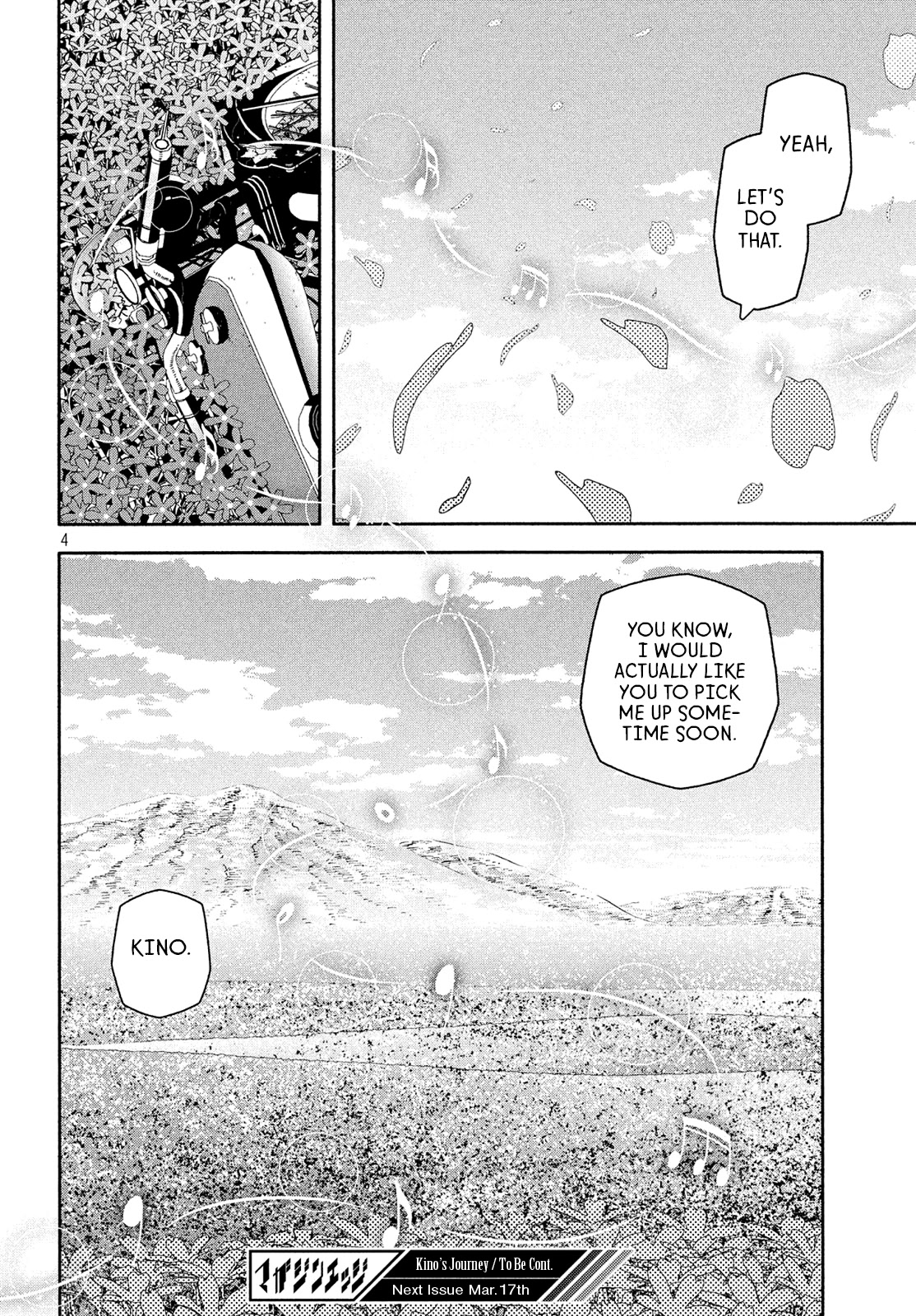 Kino's Journey (Shiomiya) Chapter 12.75 page 4 - Chapter 12.75: Prologue: Amidst a Crimson Sea・b -Blooming Prairie・b-