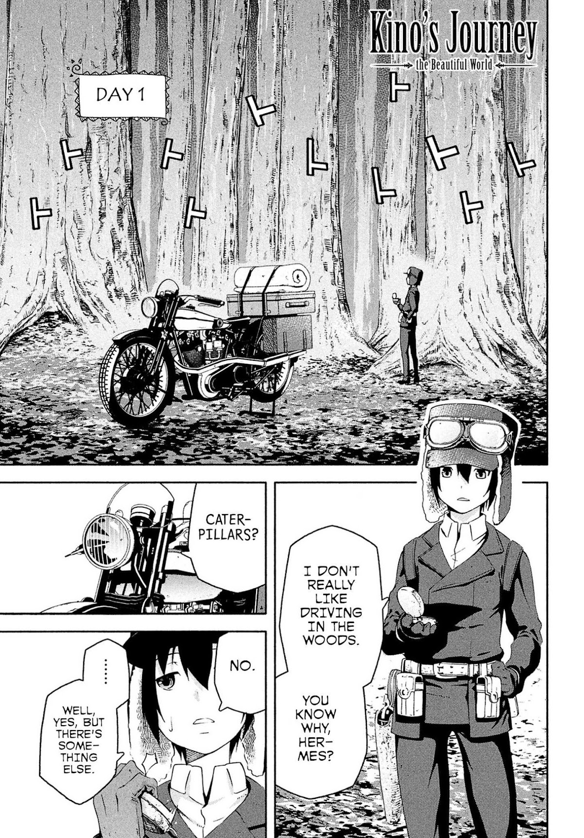 Kino's Journey (Shiomiya) Chapter 4 page 1 - Chapter 4: Three Men on the Rails -On the Rails-