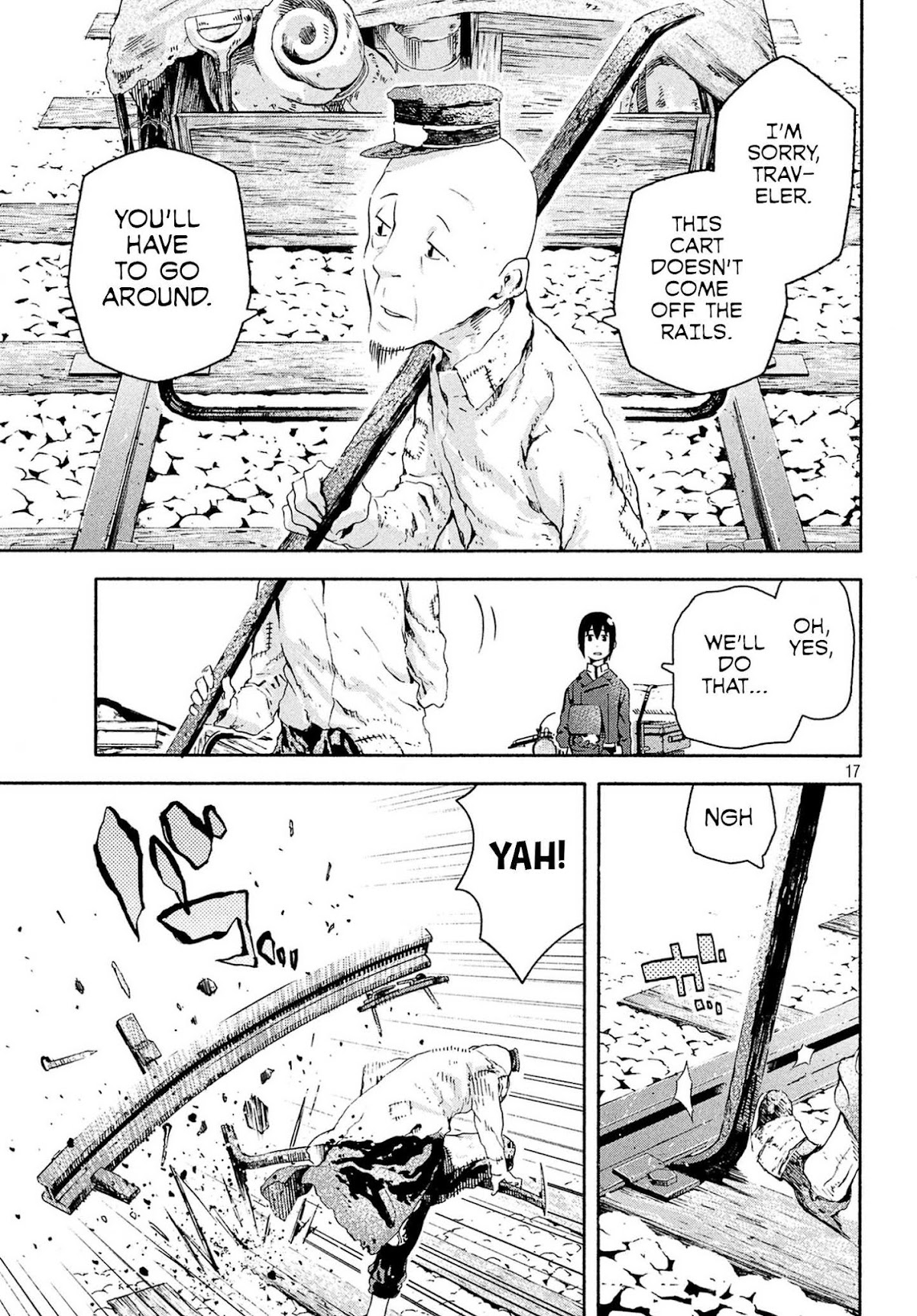 Kino's Journey (Shiomiya) Chapter 4 page 17 - Chapter 4: Three Men on the Rails -On the Rails-