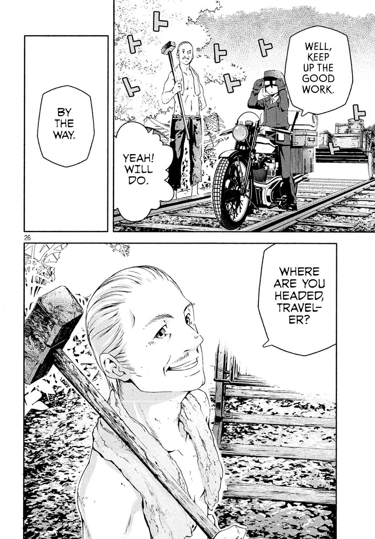 Kino's Journey (Shiomiya) Chapter 4 page 26 - Chapter 4: Three Men on the Rails -On the Rails-