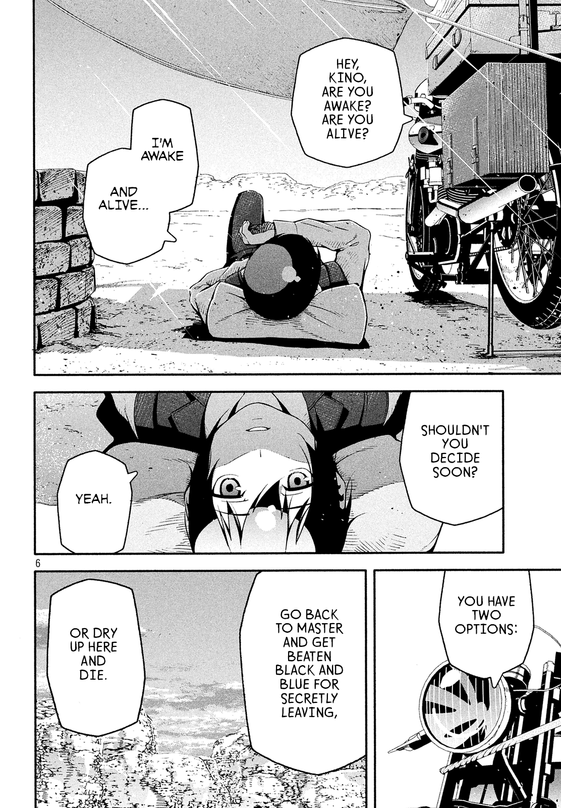 Kino's Journey (Shiomiya) Chapter 8.5 page 6 - Chapter 8.5: Epilogue: In the Middle of the Desertãƒ»a -Beginner's Luckãƒ»a-