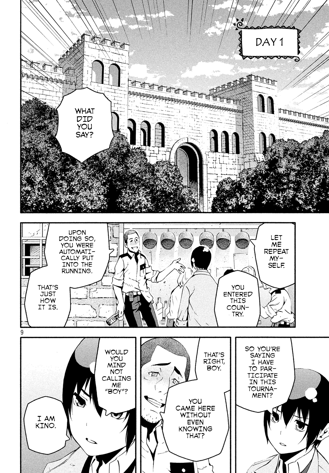 Kino's Journey (Shiomiya) Chapter 9 page 10 - Chapter 9: Coliseum -Avengers- 1/4