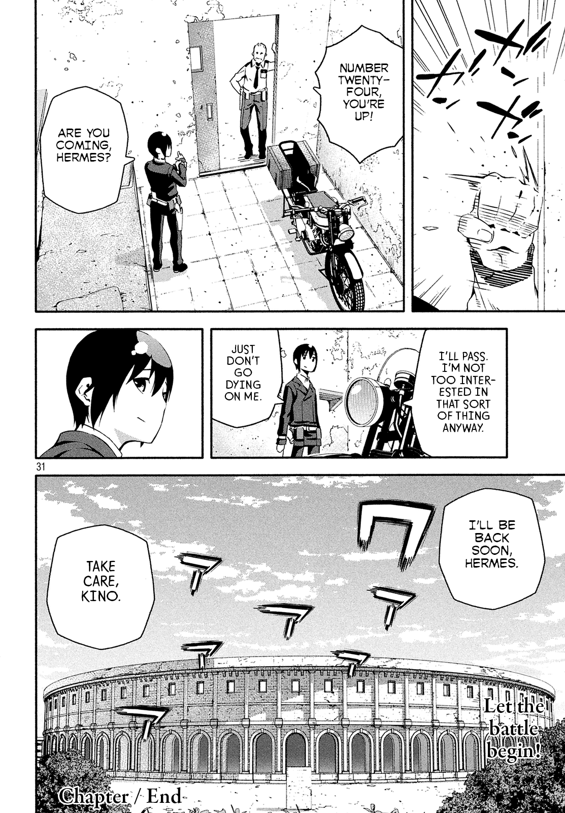 Kino's Journey (Shiomiya) Chapter 9 page 32 - Chapter 9: Coliseum -Avengers- 1/4
