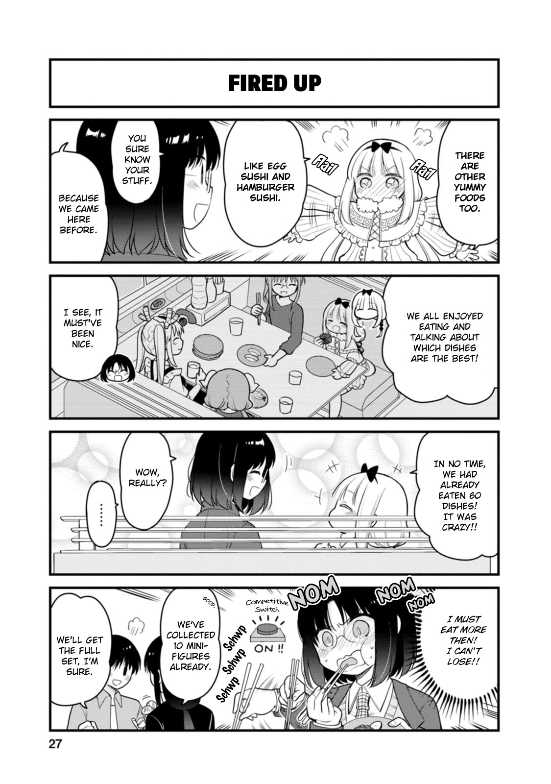 Kobayashi-san chi no Maid Dragon: Elma OL Nikki Chapter 47 page 7 - Chapter 47: Conveyor Belt Sushi Reunion
