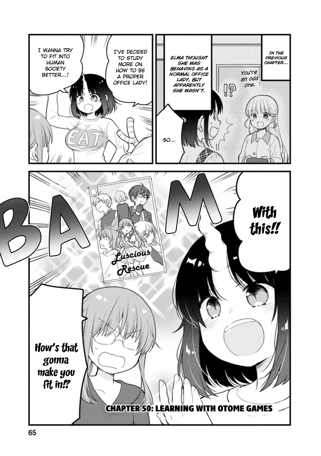 Kobayashi-san chi no Maid Dragon: Elma OL Nikki Chapter 50 page 1 - Chapter 50: Learning with Otome Games