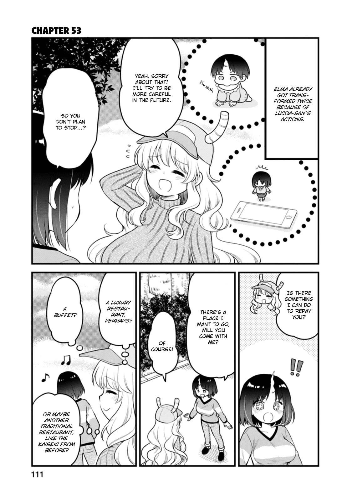 Kobayashi-san chi no Maid Dragon: Elma OL Nikki Chapter 53 page 1 - Chapter 53: The Amusement Park with Lucoa-san