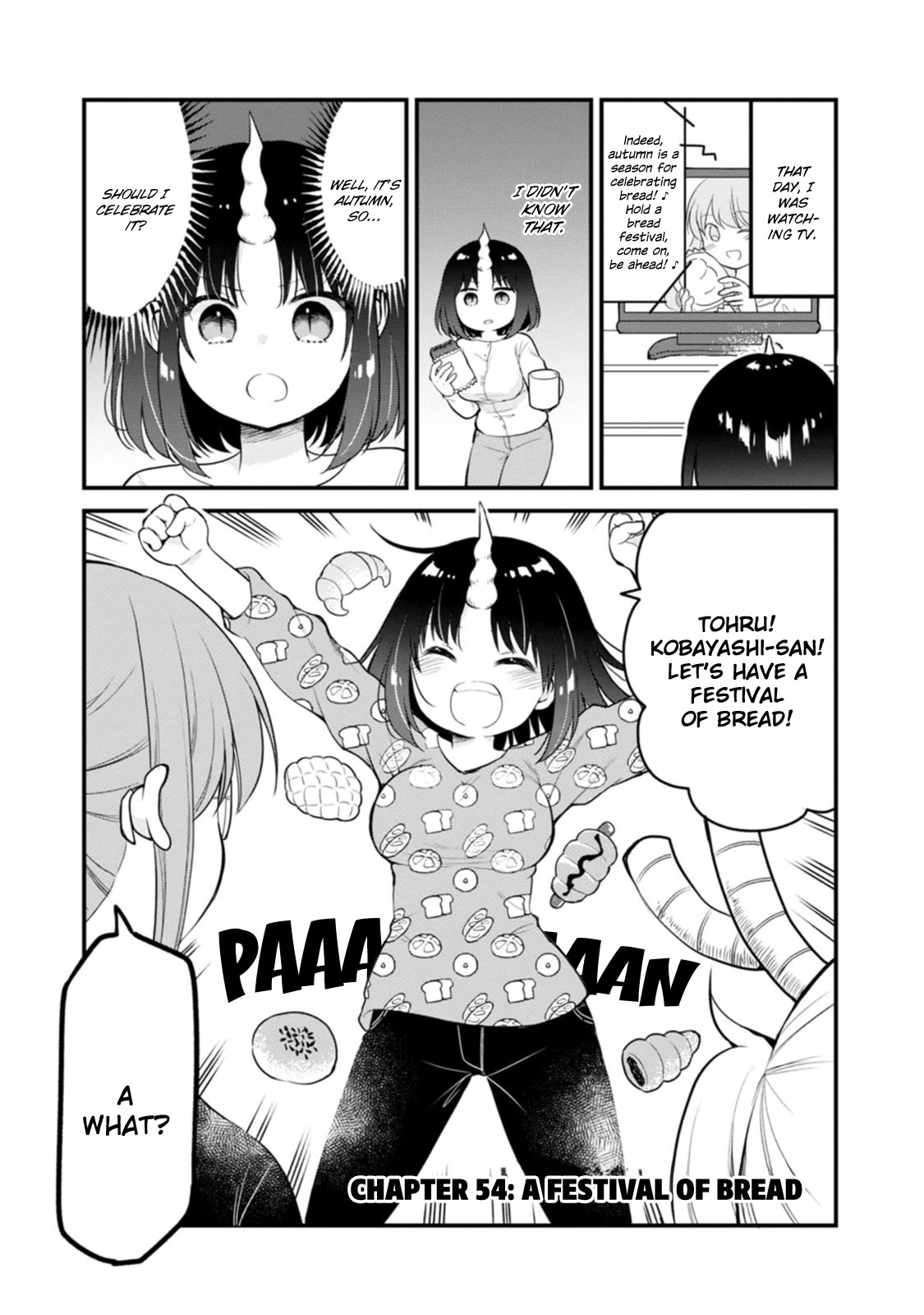 Kobayashi-san chi no Maid Dragon: Elma OL Nikki Chapter 54 page 1 - Chapter 54: A Festival of Bread