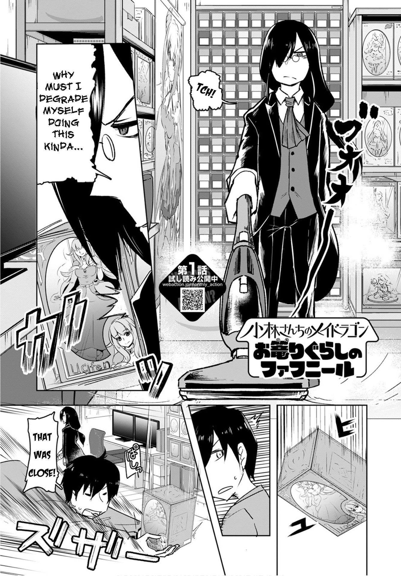 Kobayashi-san Chi no Maid Dragon: Okomorigurashi no Fafnir Chapter 2 page 1 - Chapter 2: Fafnir and Cleaning