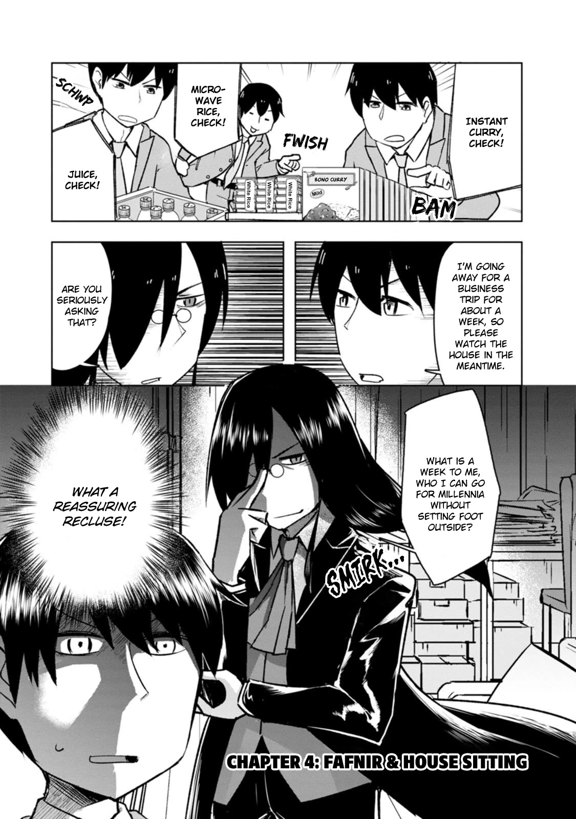 Kobayashi-san Chi no Maid Dragon: Okomorigurashi no Fafnir Chapter 4 page 1 - Chapter 4: Fafnir and House Sitting
