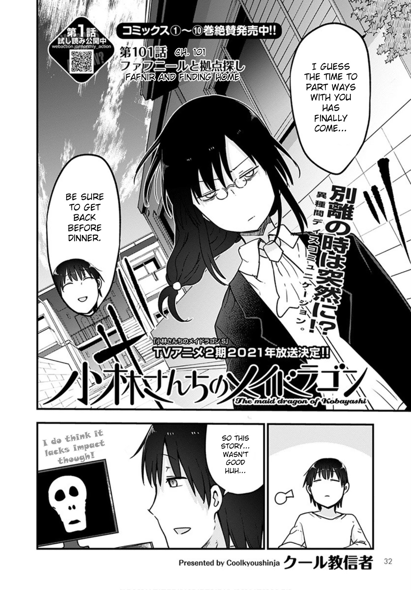 Kobayashi-san Chi no Maid Dragon Chapter 101 page 2 - Chapter 101: Fafnir and Finding Home