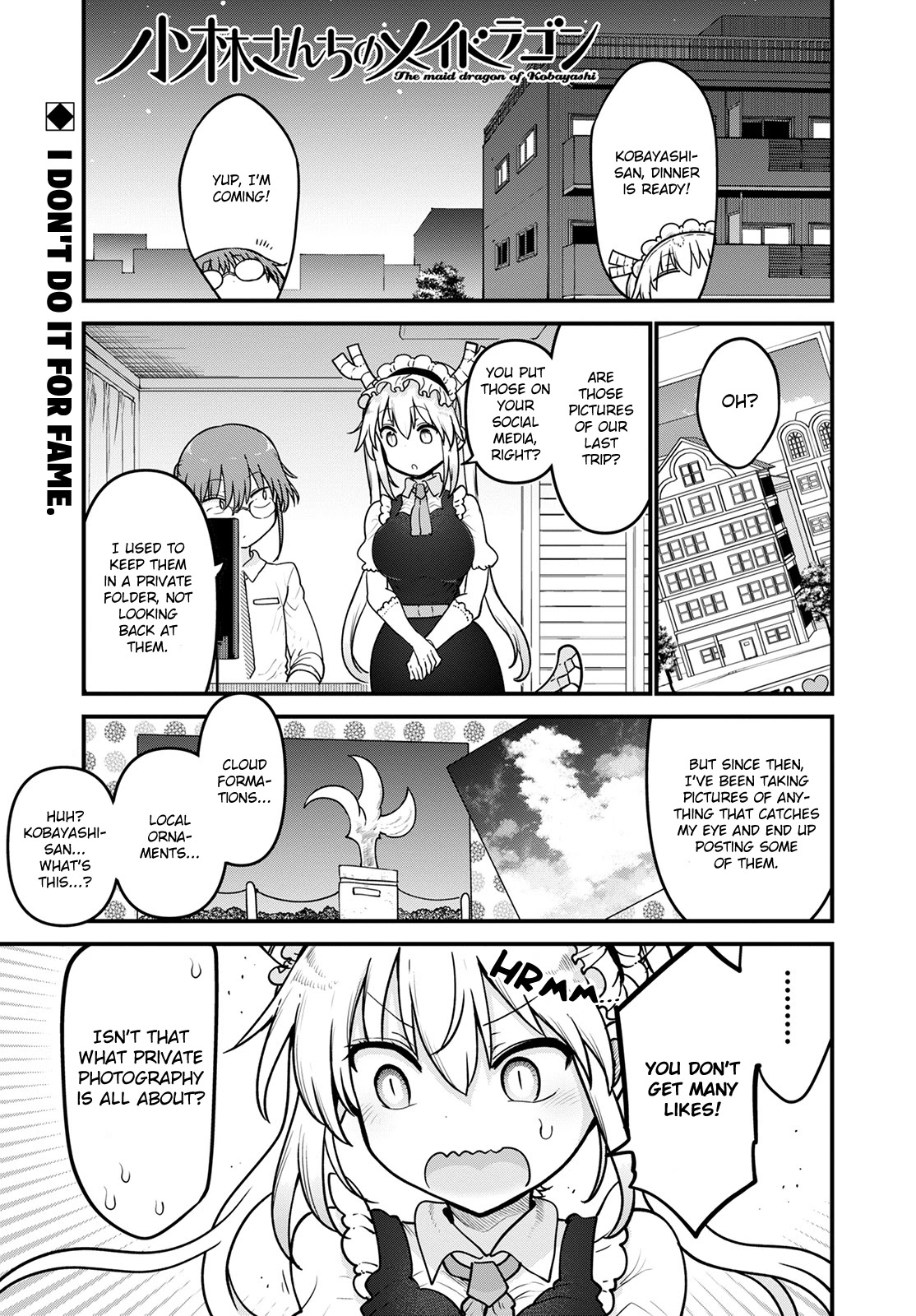 Kobayashi-san Chi no Maid Dragon Chapter 121 page 1 - Chapter 121: Tooru and Photos