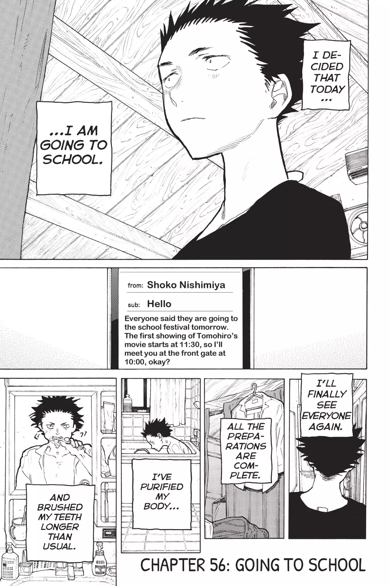 Koe no Katachi Chapter 56 page 1 - Chapter 56: Going to School