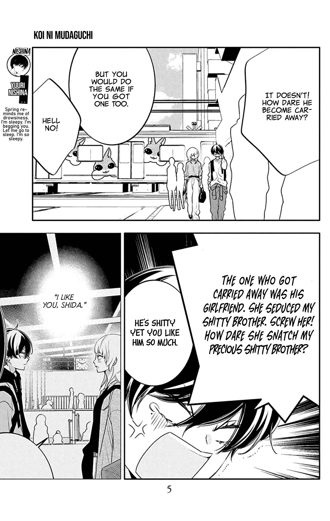 Koi ni Mudaguchi Chapter 26 page 7 - Chapter 26: Ba-dump and green.