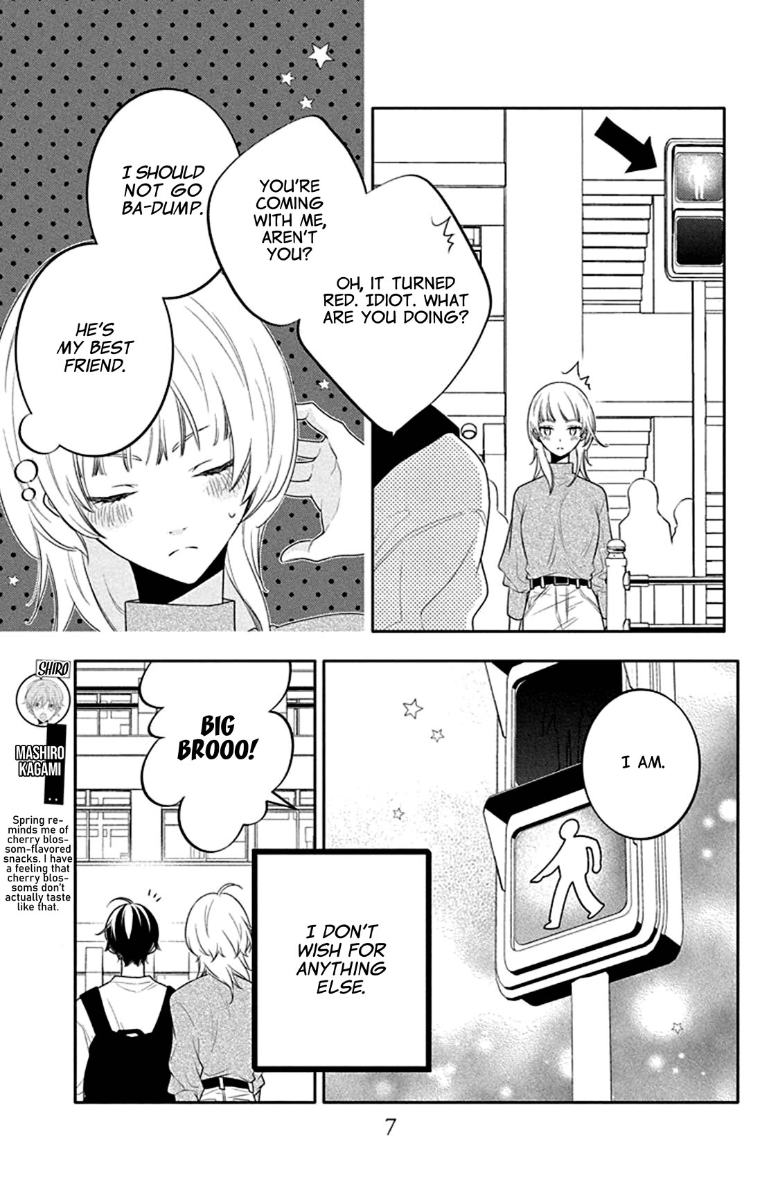 Koi ni Mudaguchi Chapter 26 page 9 - Chapter 26: Ba-dump and green.