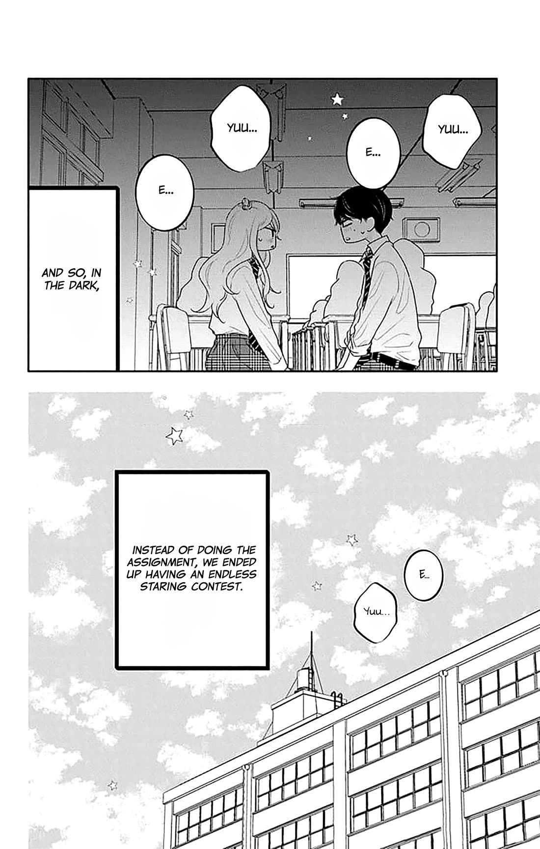 Koi ni Mudaguchi Chapter 38.5 page 11 - Chapter 38.5: Loop and staring contest.