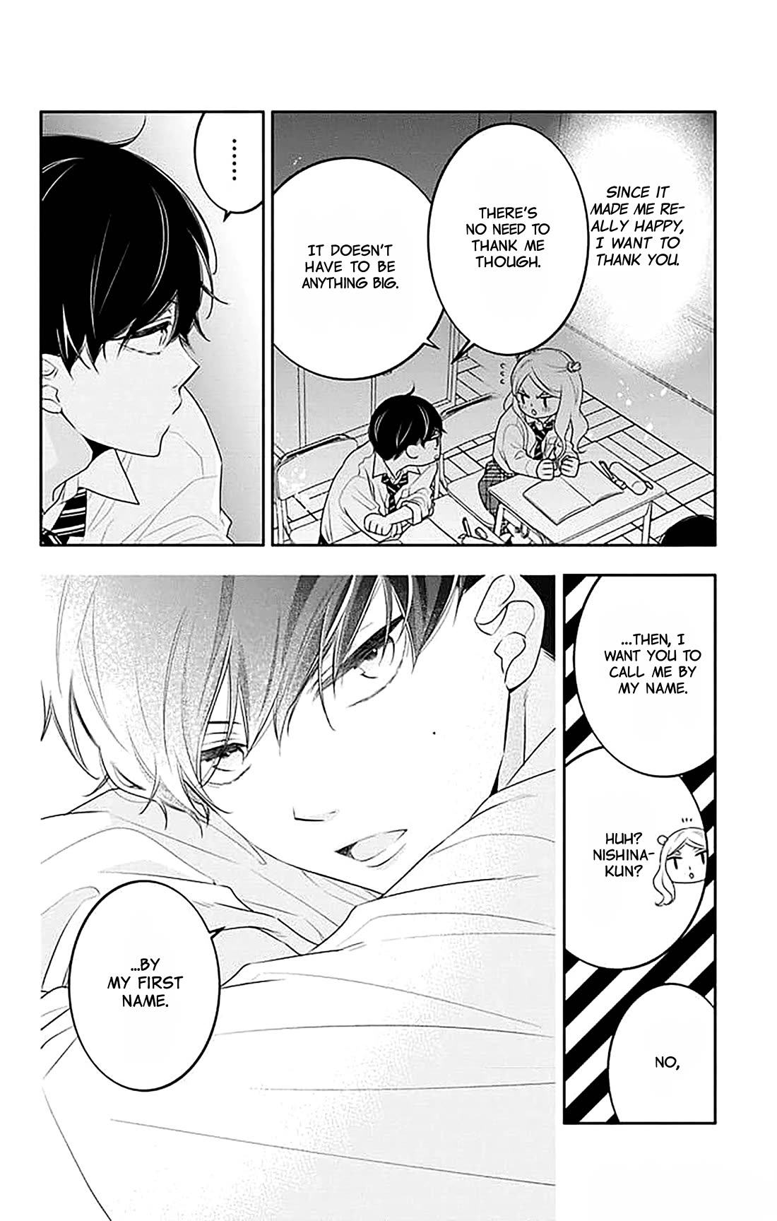 Koi ni Mudaguchi Chapter 38.5 page 5 - Chapter 38.5: Loop and staring contest.