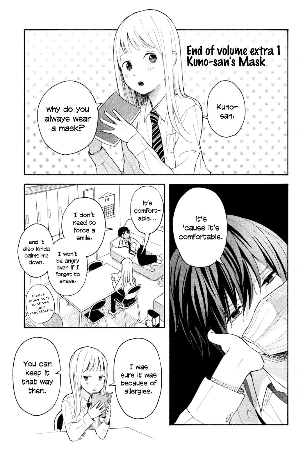 Kokuhaku Biyori Chapter 1.5 page 1 - Chapter 1.5: Extra 1 - Kuno-san's Mask