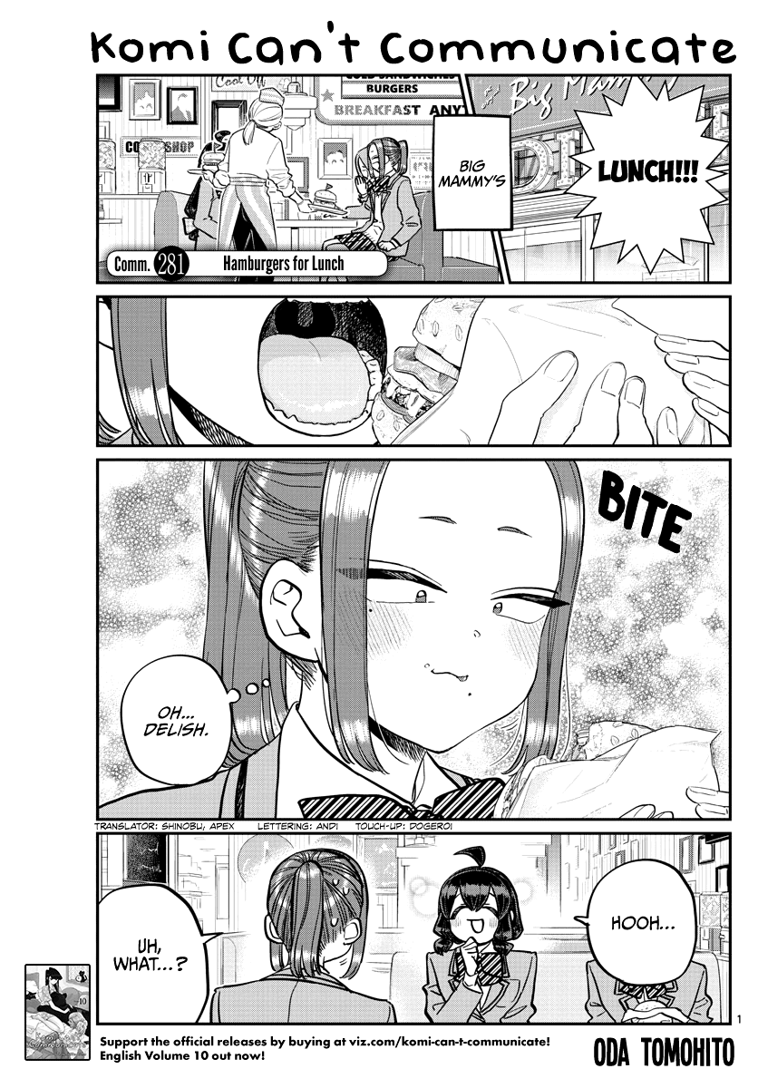 Komi-san wa Komyushou Desu Chapter 281 page 1 - Chapter 281: Hamburgers for Lunch
