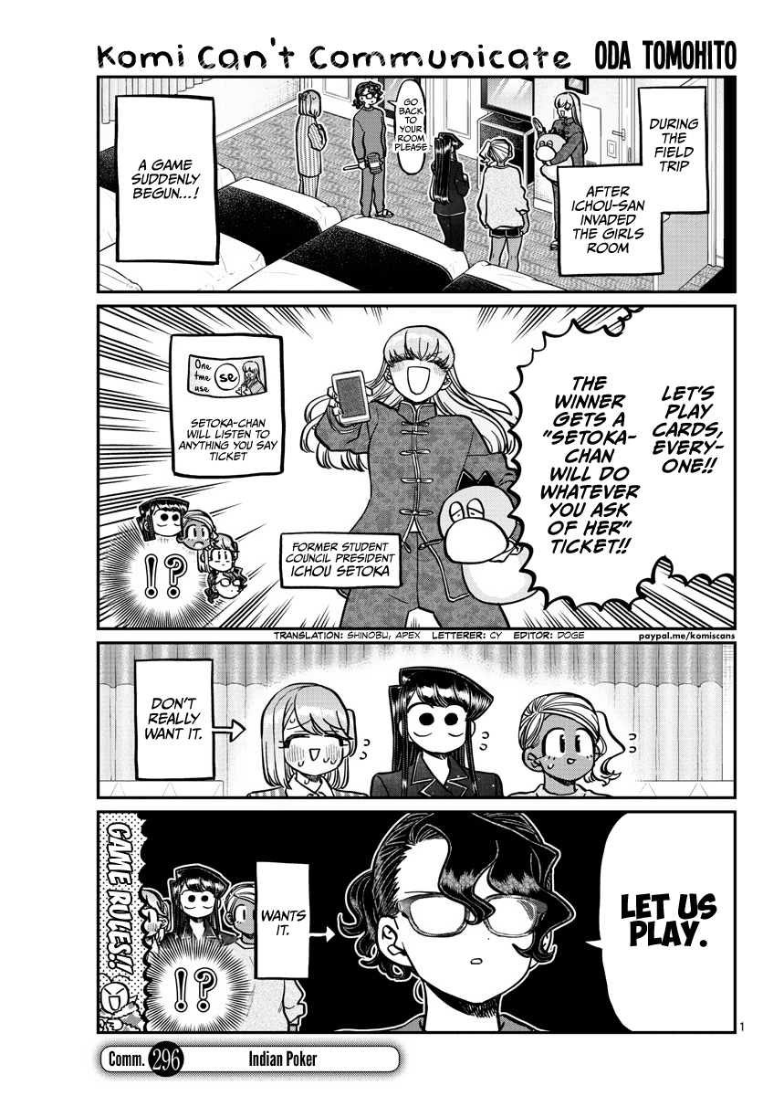 Komi-san wa Komyushou Desu Chapter 296 page 1 - Chapter 296: Indian Poker