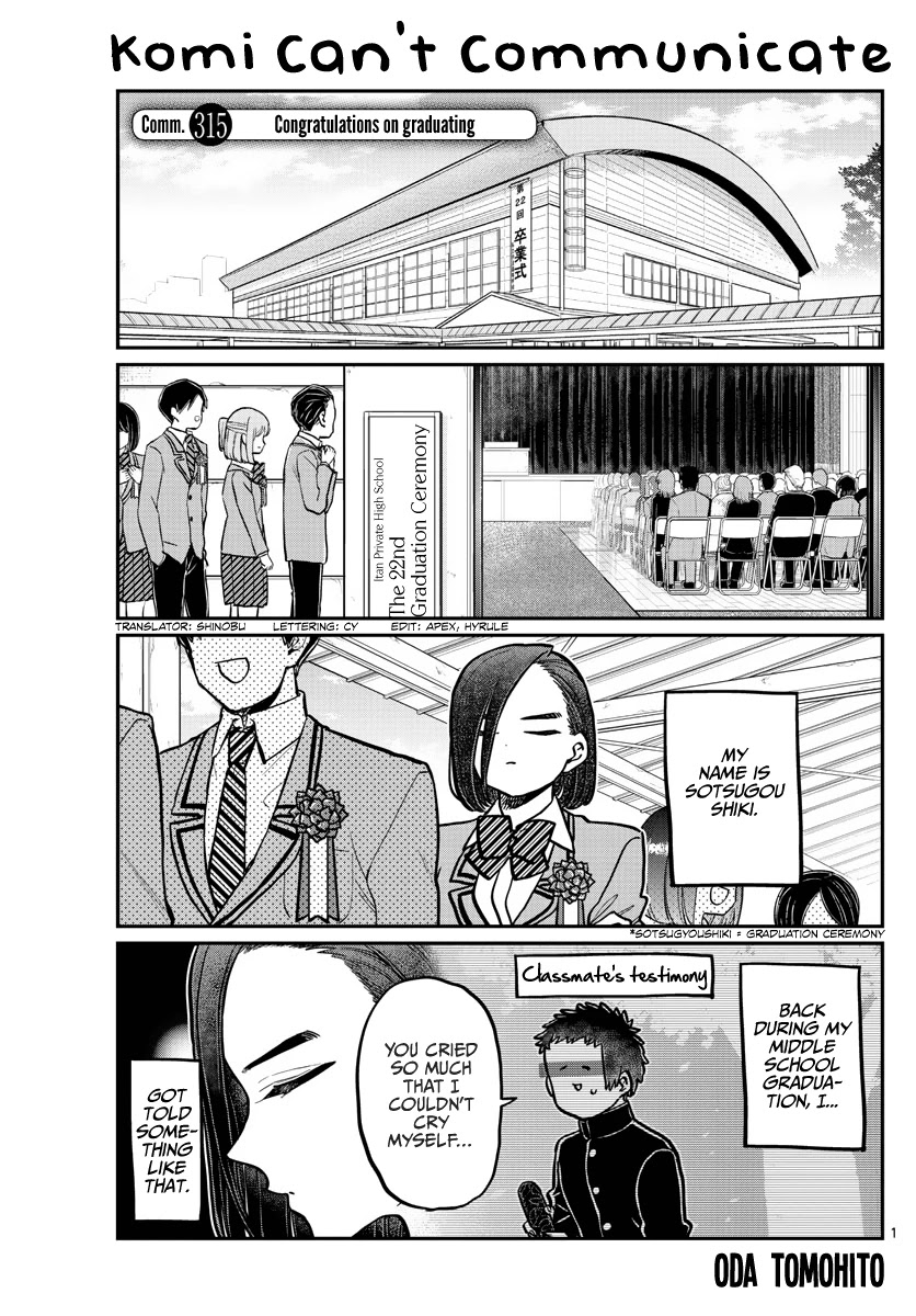 Komi-san wa Komyushou Desu Chapter 315 page 1 - Chapter 315: Congratulations on Graduating