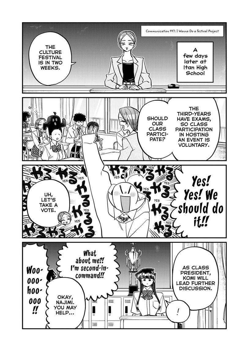 Komi-san wa Komyushou Desu Chapter 447 page 1 - Chapter 447