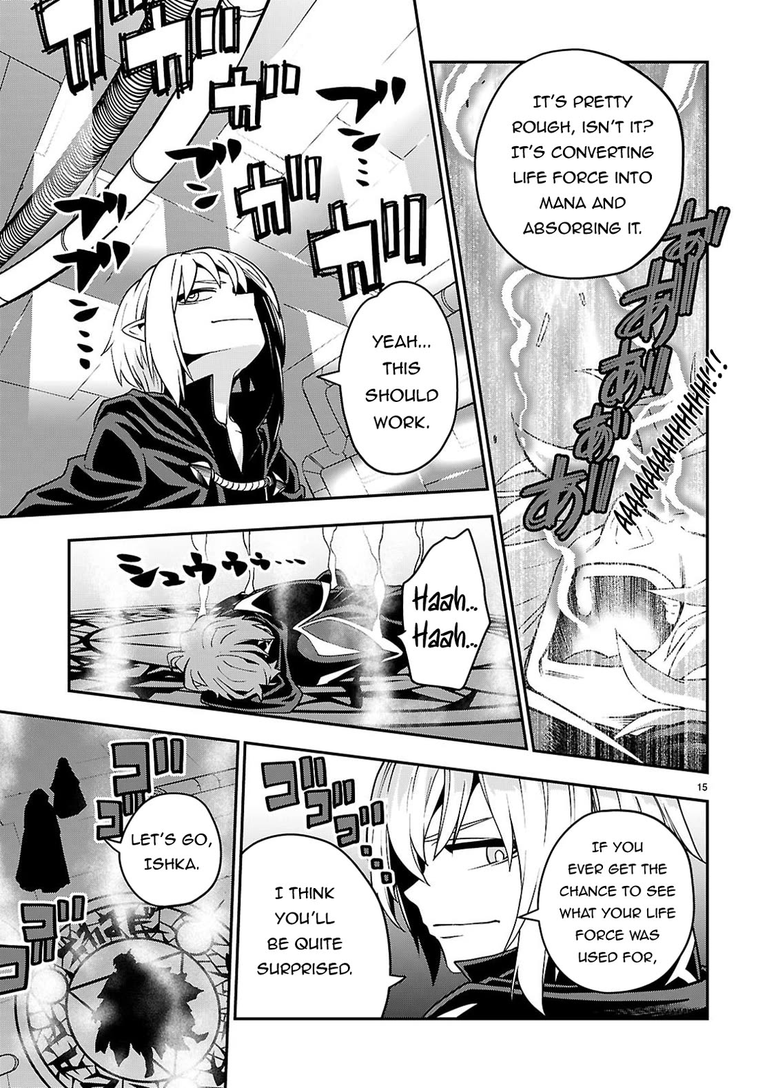 Konjiki no Moji Tsukai - Yuusha Yonin ni Makikomareta Unique Cheat Chapter 121 page 15 - Chapter 121