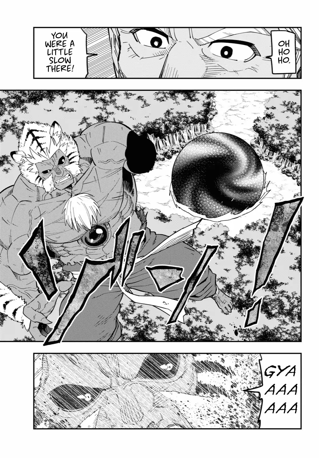 Konjiki no Moji Tsukai - Yuusha Yonin ni Makikomareta Unique Cheat Chapter 52 page 12 - Chapter 52: Attack of the Insane Beastman, Part 2