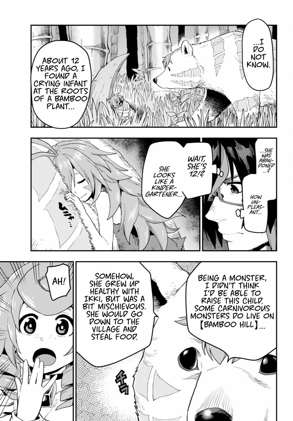 Konjiki no Moji Tsukai - Yuusha Yonin ni Makikomareta Unique Cheat Chapter 53 page 27 - Chapter 53: A Child Raised by Monsters
