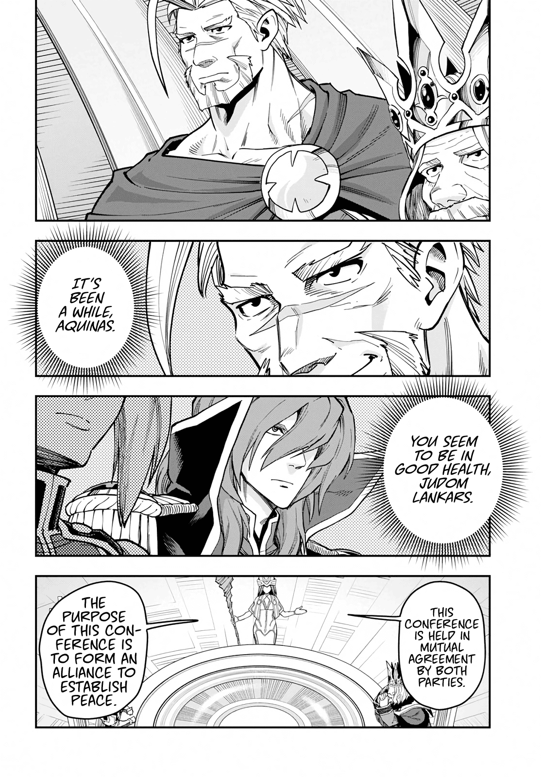 Konjiki no Moji Tsukai - Yuusha Yonin ni Makikomareta Unique Cheat Chapter 59 page 4 - Chapter 59: Human-Demon Alliance Conference, Part 1