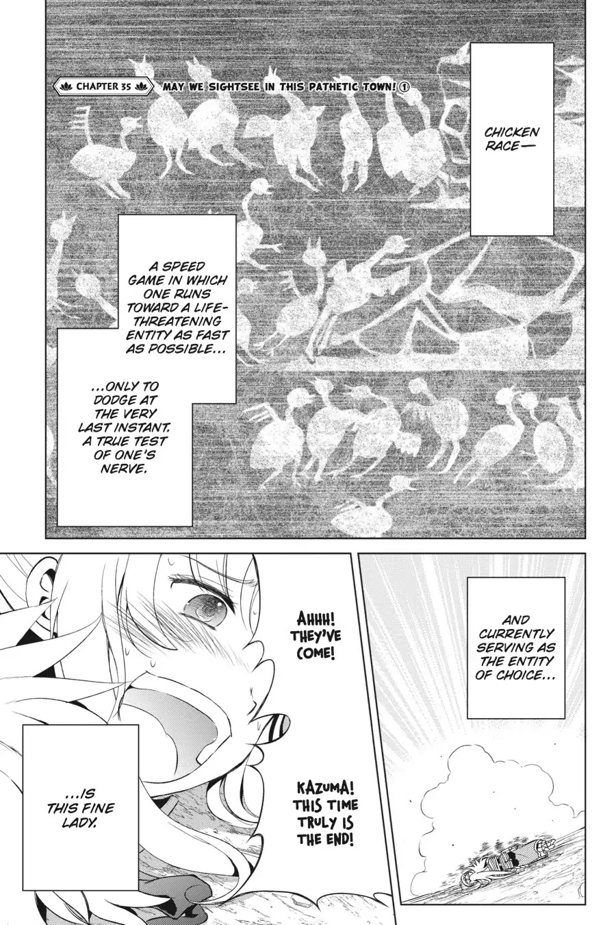 Kono Subarashii Sekai ni Shukufuku o! Chapter 35 page 1 - Chapter 35: May We Sightsee in This Pathetic Town! (1)
