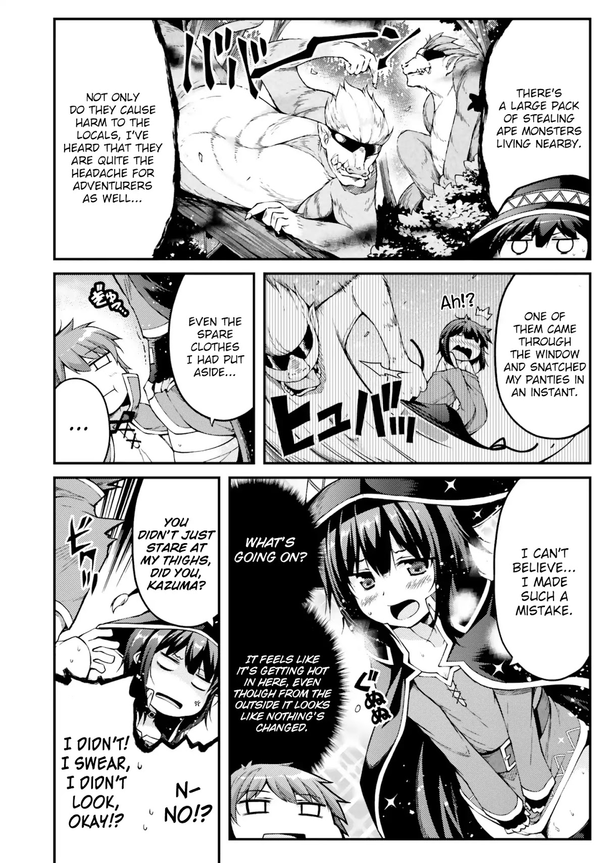 Kono Subarashii Sekai ni Shukufuku wo! Megumin Anthology Aka Chapter 1 page 9 - Chapter 1: An Ape, Megumin, Kazuma, and the Cursed Panties (Utsurogi Angu)