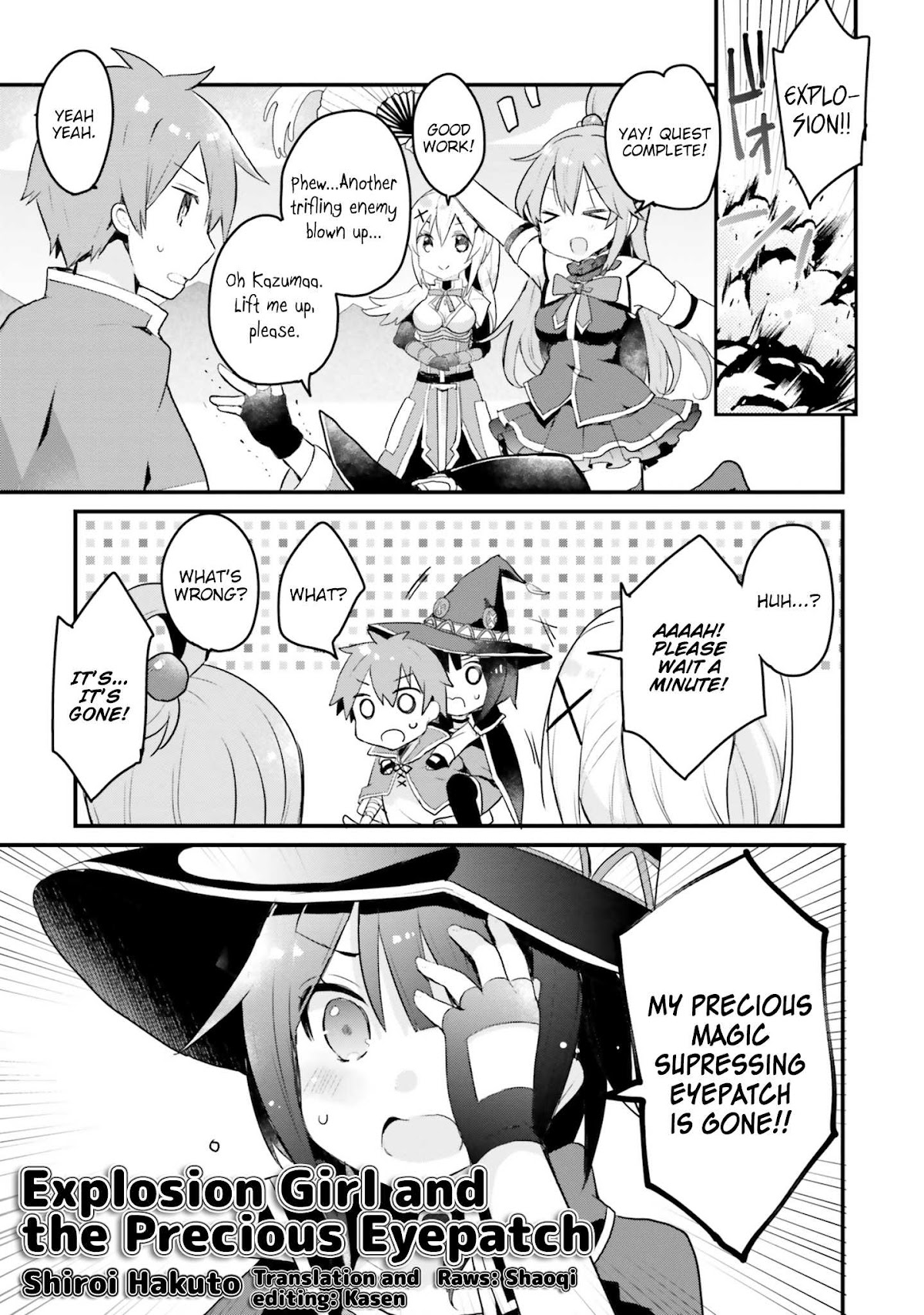 Kono Subarashii Sekai ni Shukufuku wo! Megumin Anthology Aka Chapter 9 page 1 - Chapter 9: Shiroi Hakuto - Explosion Girl and the Precious Eyepatch