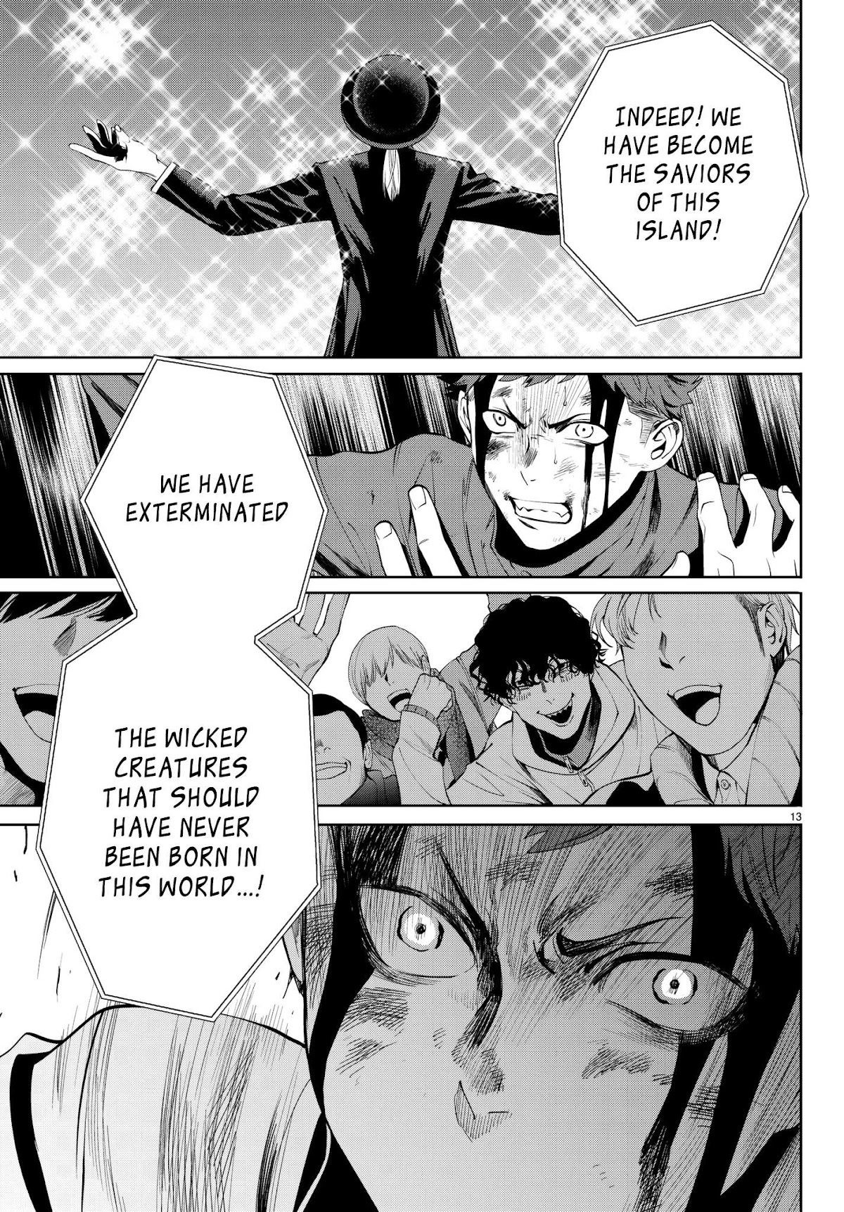 Konya wa Tsuki ga Kirei Desu ga, Toriaezu Shi ne Chapter 32 page 13 - Chapter 32: Emancipation