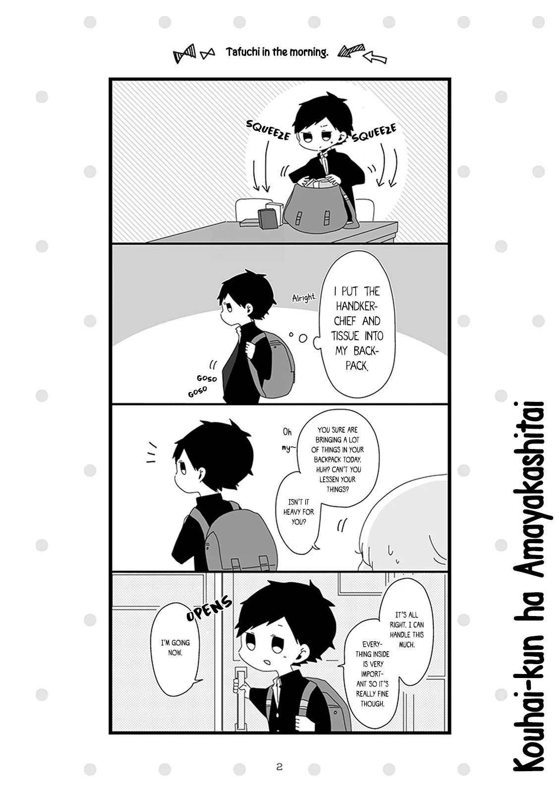 Kouhai-kun wa Amayakashitai Chapter 1 page 3 - Chapter 1: Tafuchi in the Morning