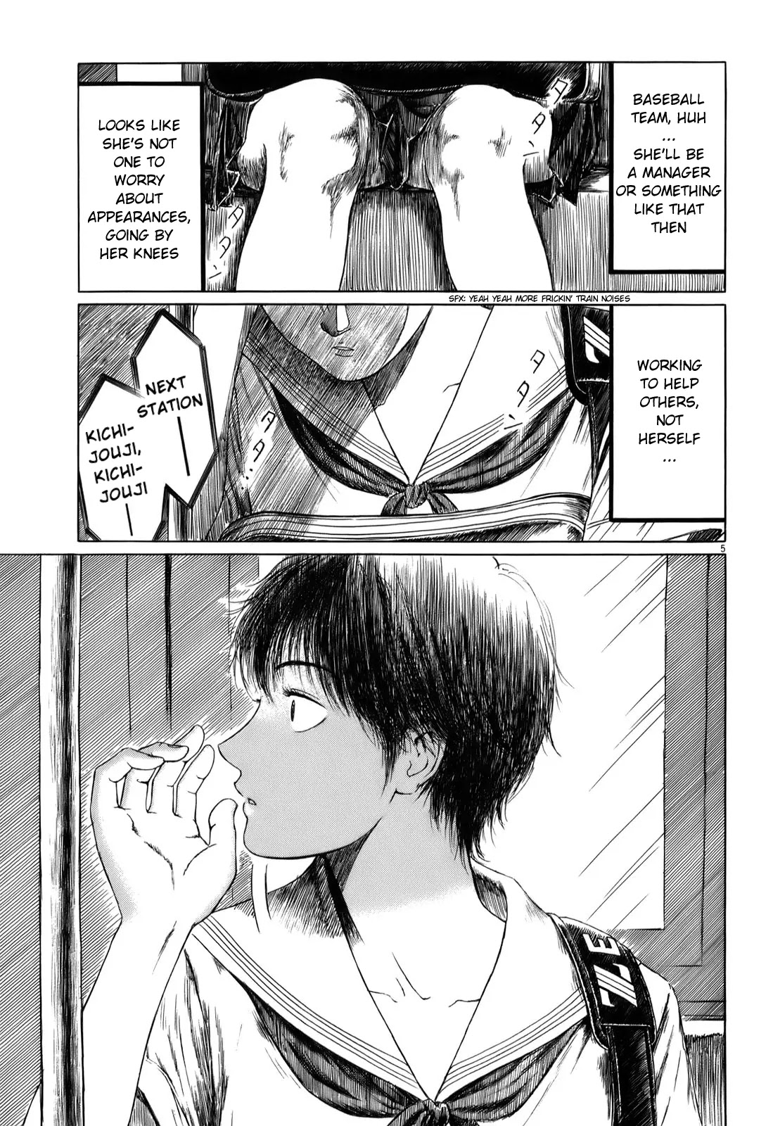 Koukou Kyuuji Zawa-san Chapter 32.1 page 6 - Chapter 32.1: Omake 1 - Chuo Line, August