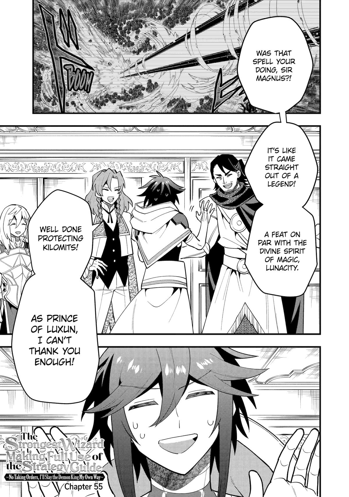 Kouryakuhon o Kushi Suru Saikyou no Mahoutsukai ~< meirei sa sero > to wa Iwa Senai Oreryuu Mao Tobatsu Saizen Ruuto ~ Chapter 55 page 1 - Chapter 55