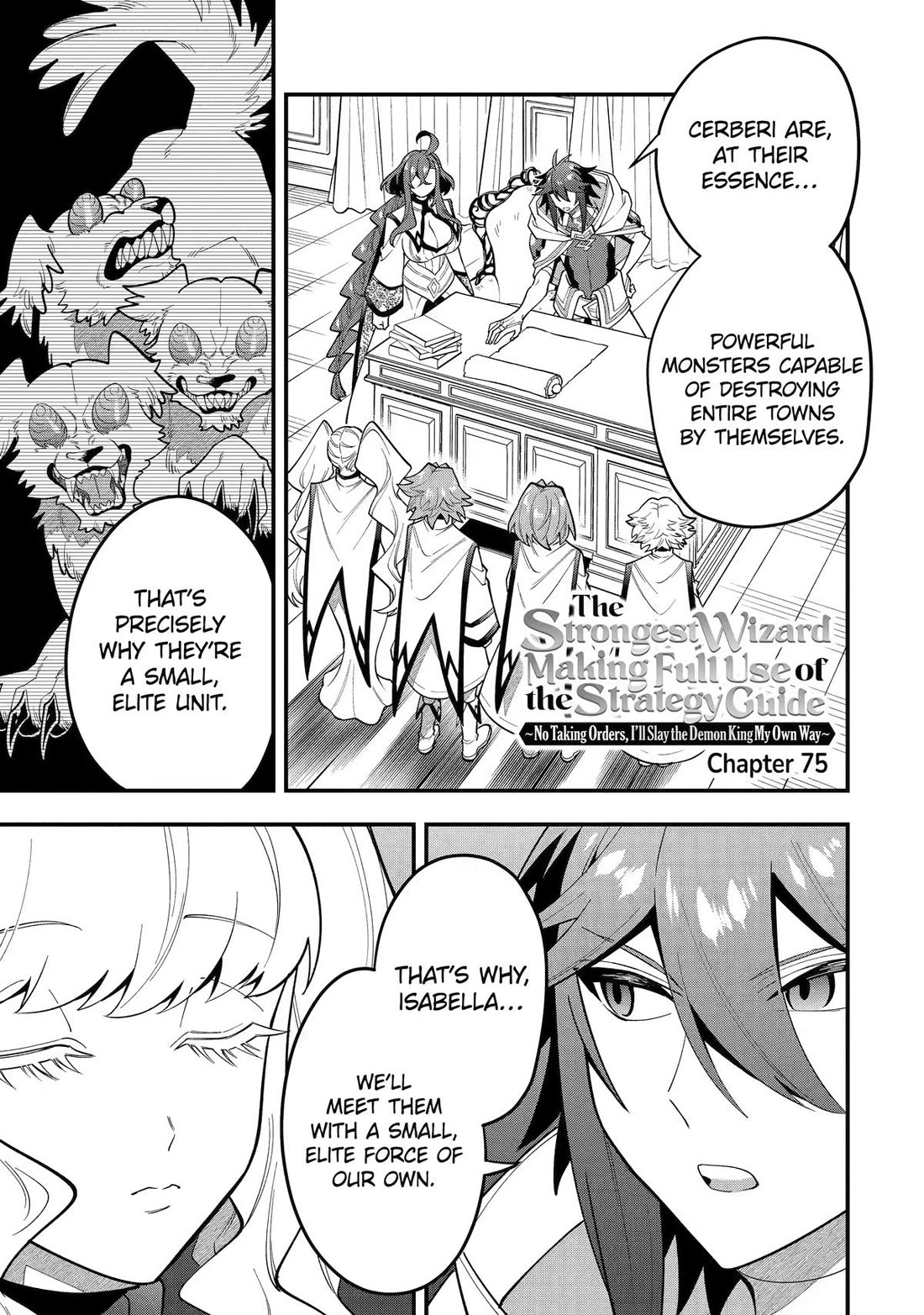 Kouryakuhon o Kushi Suru Saikyou no Mahoutsukai ~< meirei sa sero > to wa Iwa Senai Oreryuu Mao Tobatsu Saizen Ruuto ~ Chapter 75 page 1 - Chapter 75