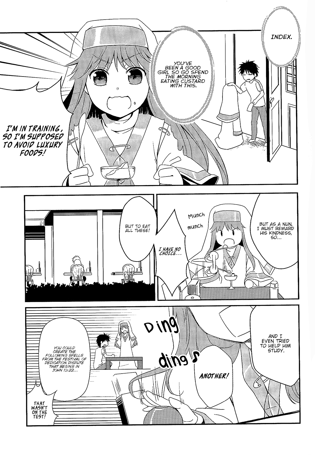 Koushiki Comic Anthology - Toaru Kagaku no Railgun featuring Toaru Majutsu no Index Chapter 4 page 4 - Chapter 4: Nun - Maid - Custard