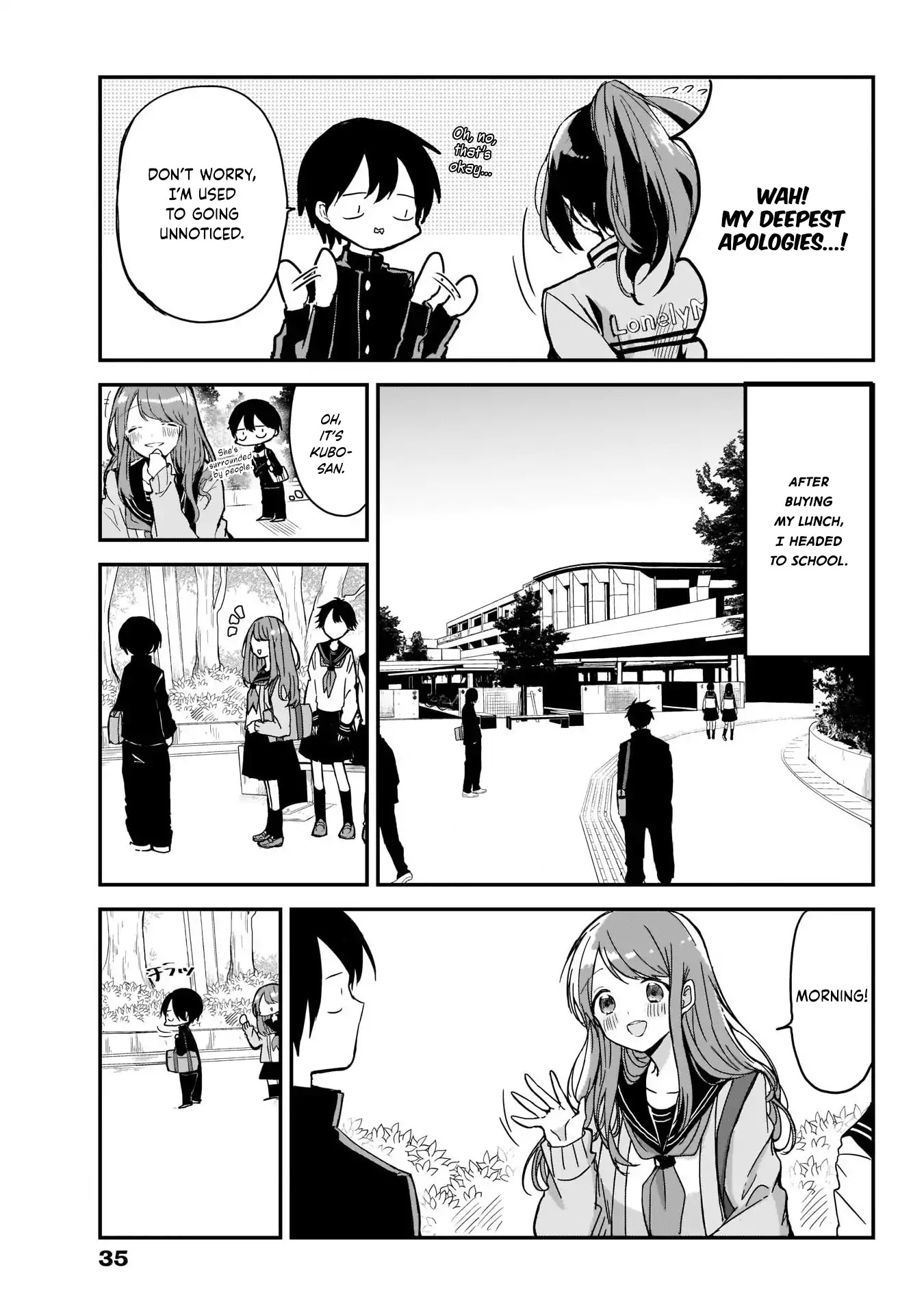 Kubo-san Doesn't Leave Me Be (a Mob) Chapter 2 page 5 - Chapter 2: A Bad Temper and the Top of a Lap