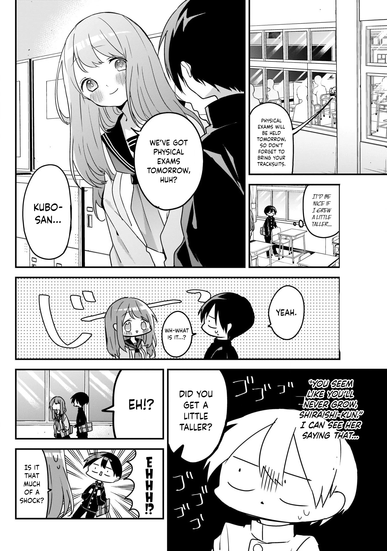 Kubo-san Doesn't Leave Me Be (a Mob) Chapter 38 page 2 - Chapter 38: Comparing Heights and Wall Slam