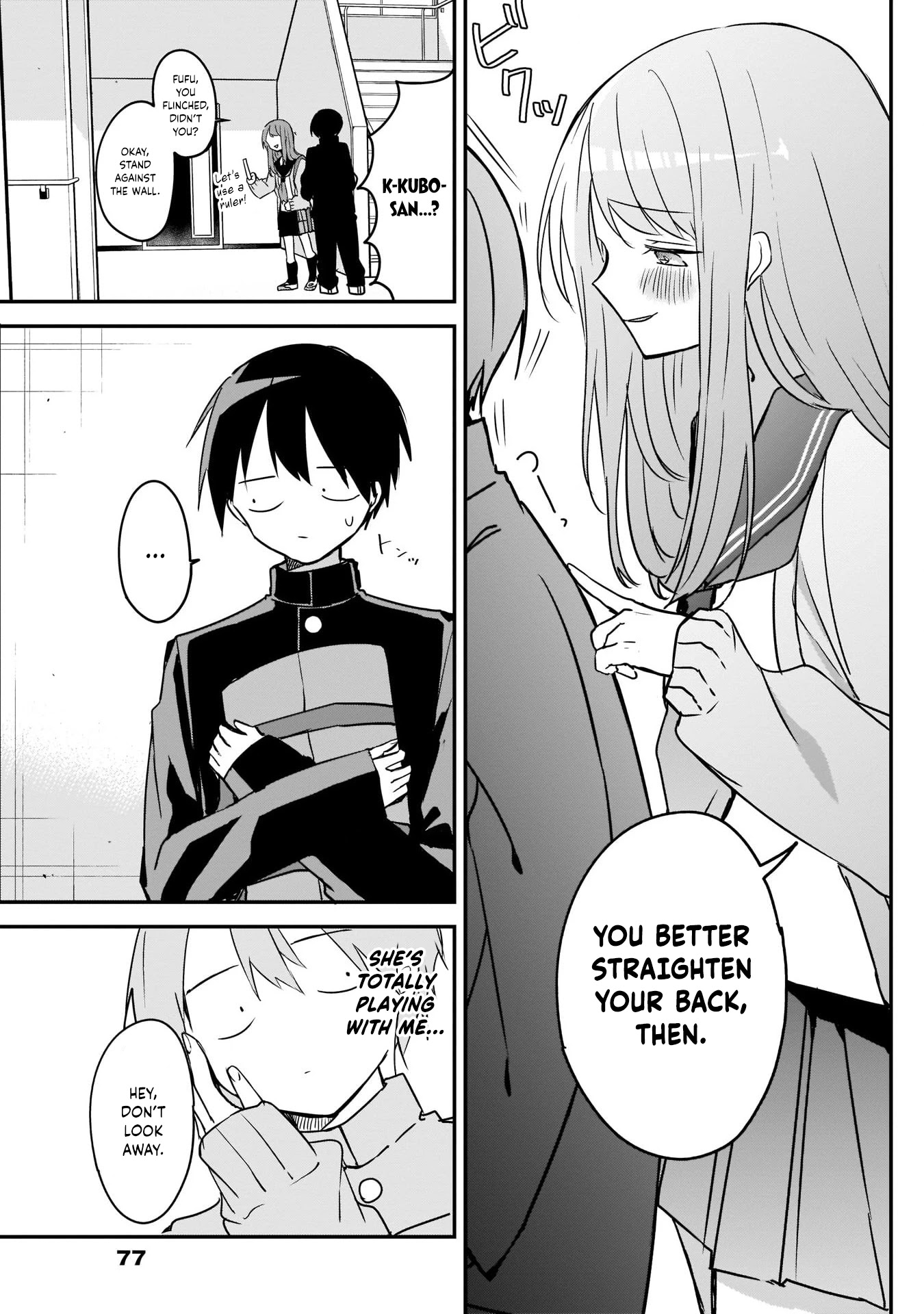 Kubo-san Doesn't Leave Me Be (a Mob) Chapter 38 page 5 - Chapter 38: Comparing Heights and Wall Slam