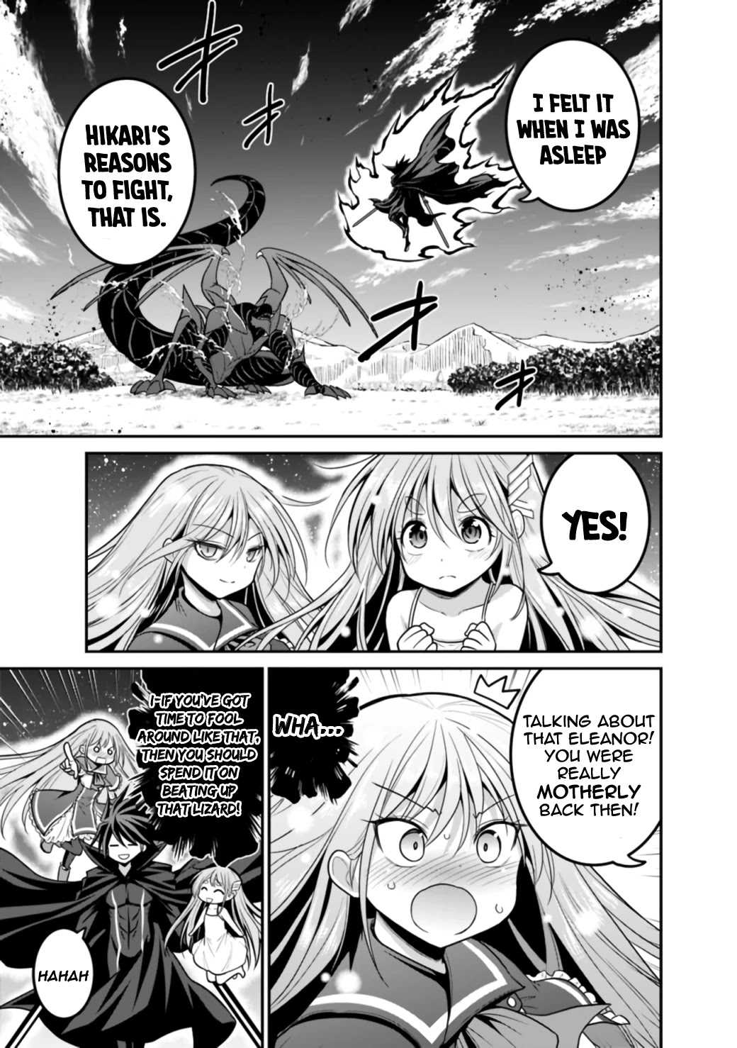 Kujibiki Tokushou Musou Harem-ken Chapter 26.1 page 4 - Chapter 26.1 - 26.2: Farewell, Crimson Dragon! Astonishing, Superb, Two Demon Sword Style!