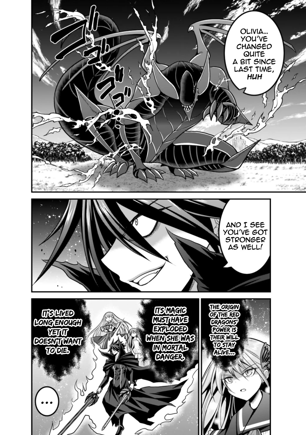 Kujibiki Tokushou Musou Harem-ken Chapter 26.1 page 5 - Chapter 26.1 - 26.2: Farewell, Crimson Dragon! Astonishing, Superb, Two Demon Sword Style!