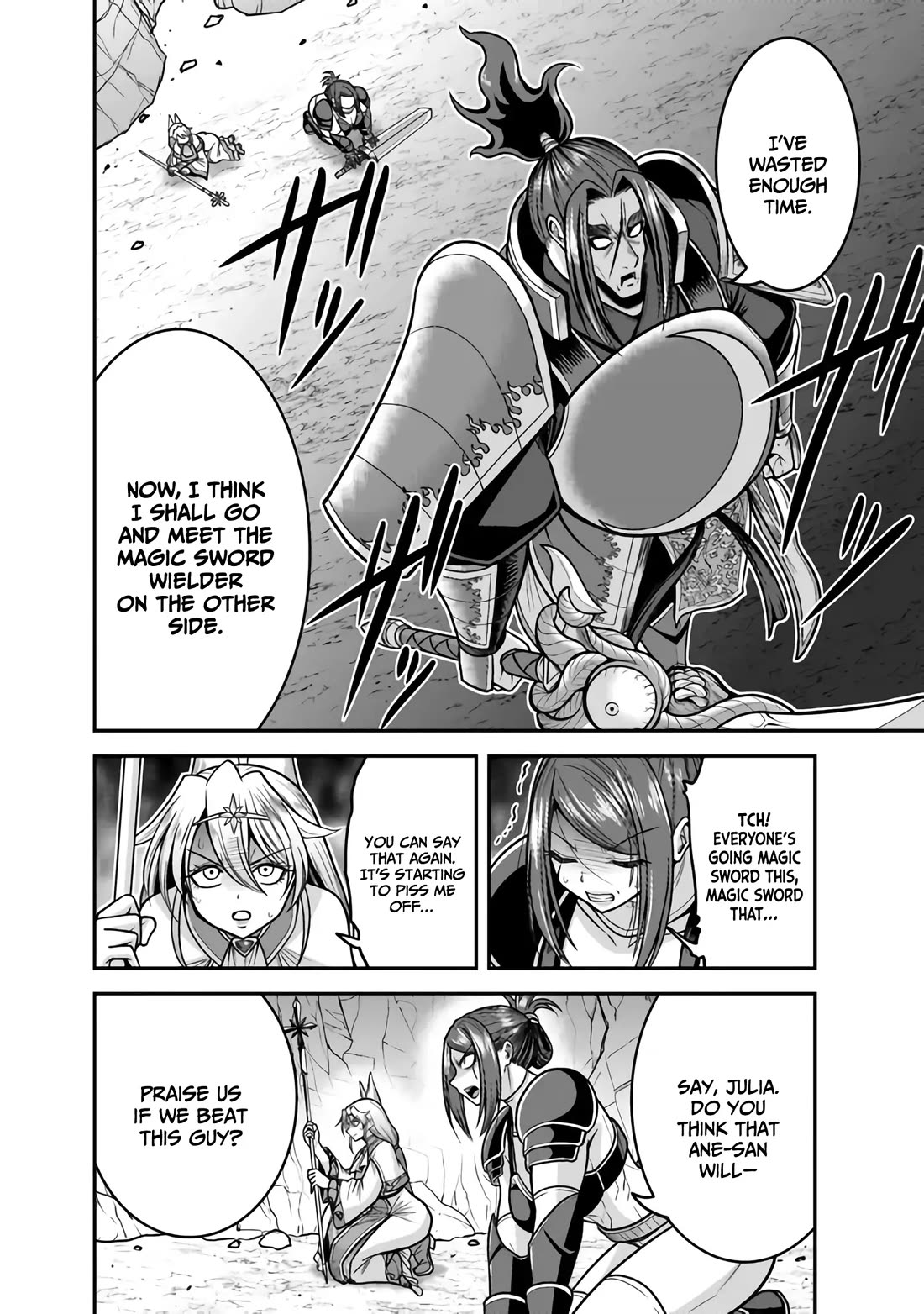 Kujibiki Tokushou Musou Harem-ken Chapter 46 page 31 - Chapter 46: The Mighty Wielder of the Magic Sword, The Sword Warlord Miltos Attacks!