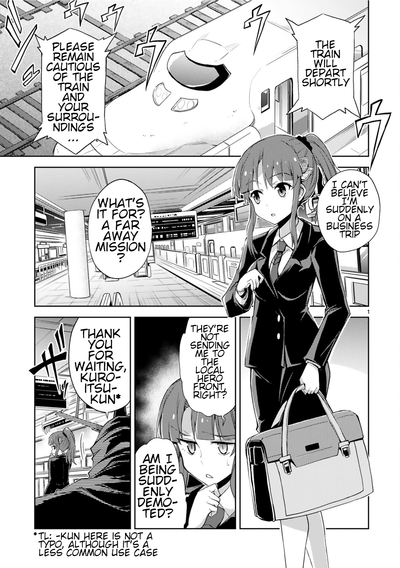 Kuroitsu-san in the Superhuman Research & Development Department Chapter 5 page 1 - Chapter 5: Absolute Zero Chief of Staff's Business Trip