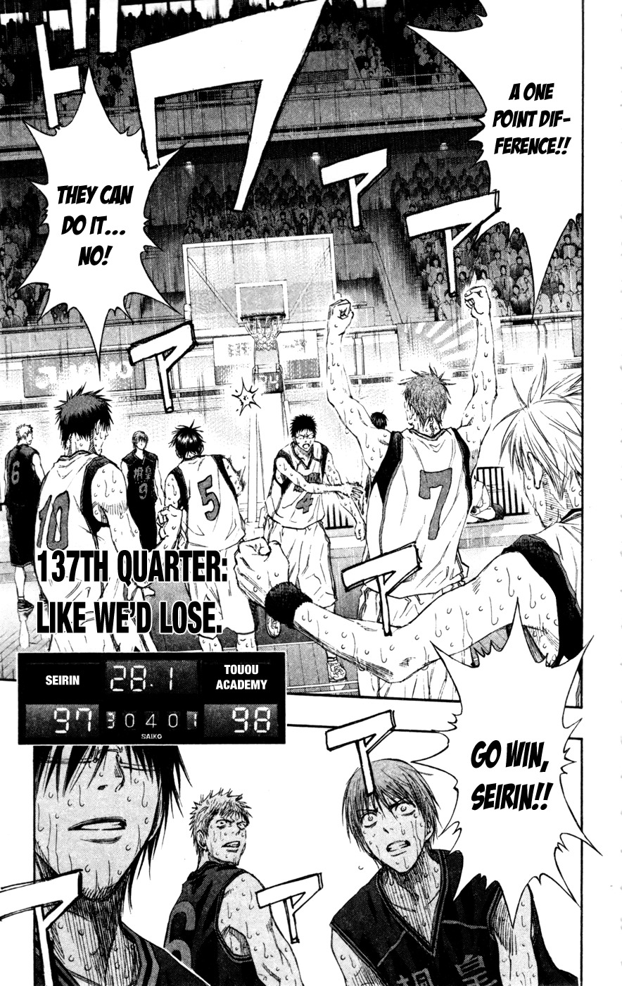 Kuroko no Basket Chapter 137 page 1 - Chapter 137: Like we'd lose.